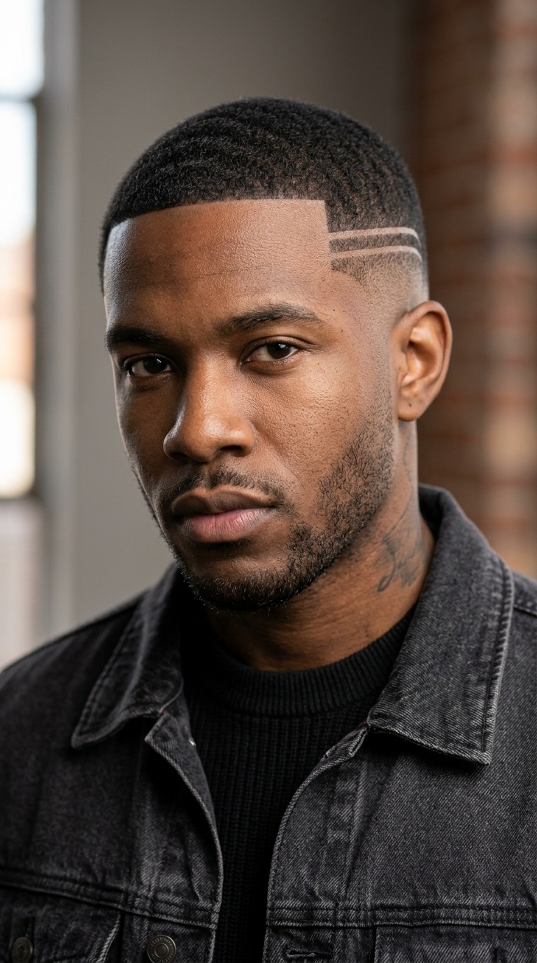 Mid-Fade Buzz Cut with Parallel Sidelines