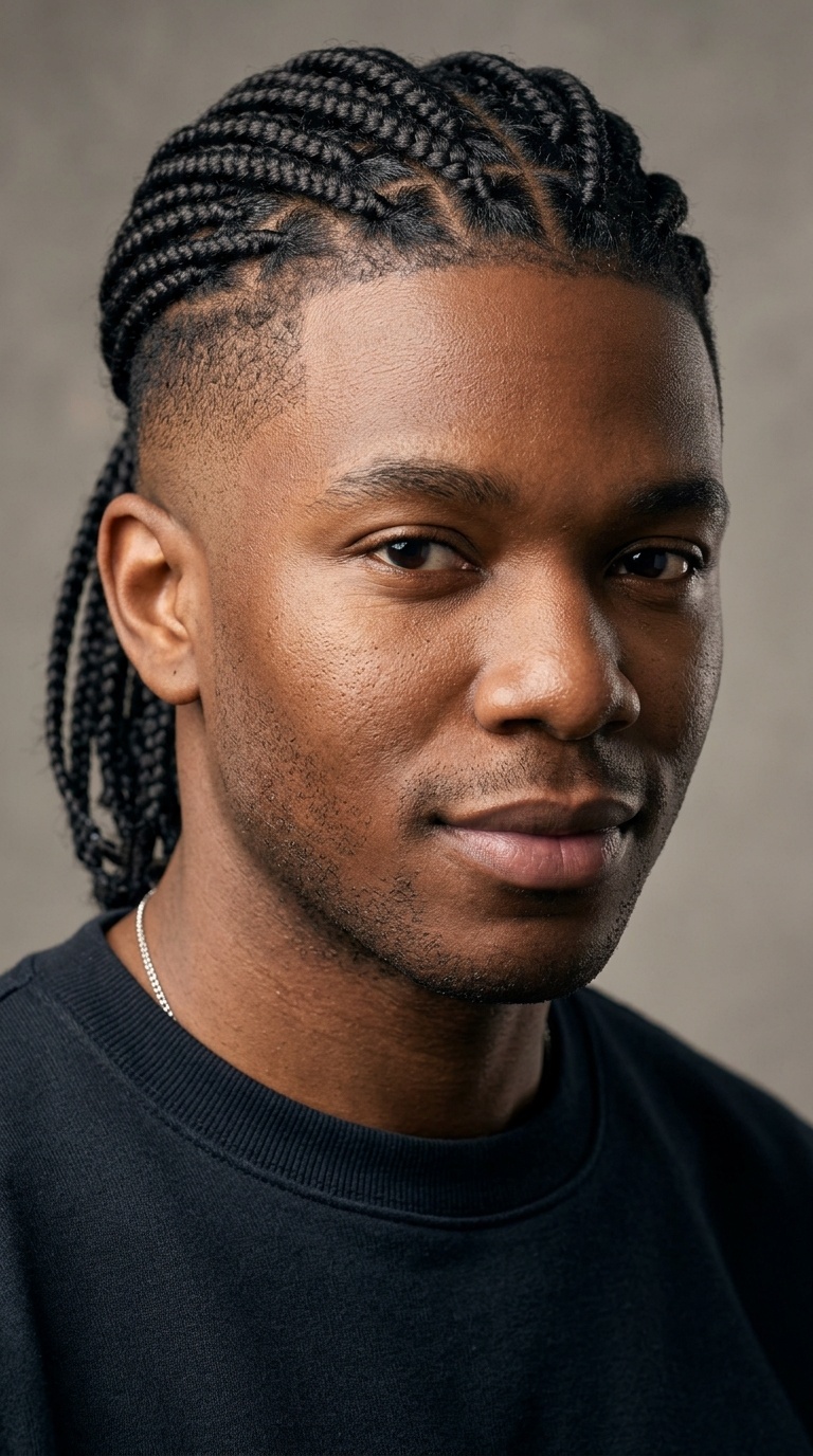 Mid Fade with Individual Box Braids