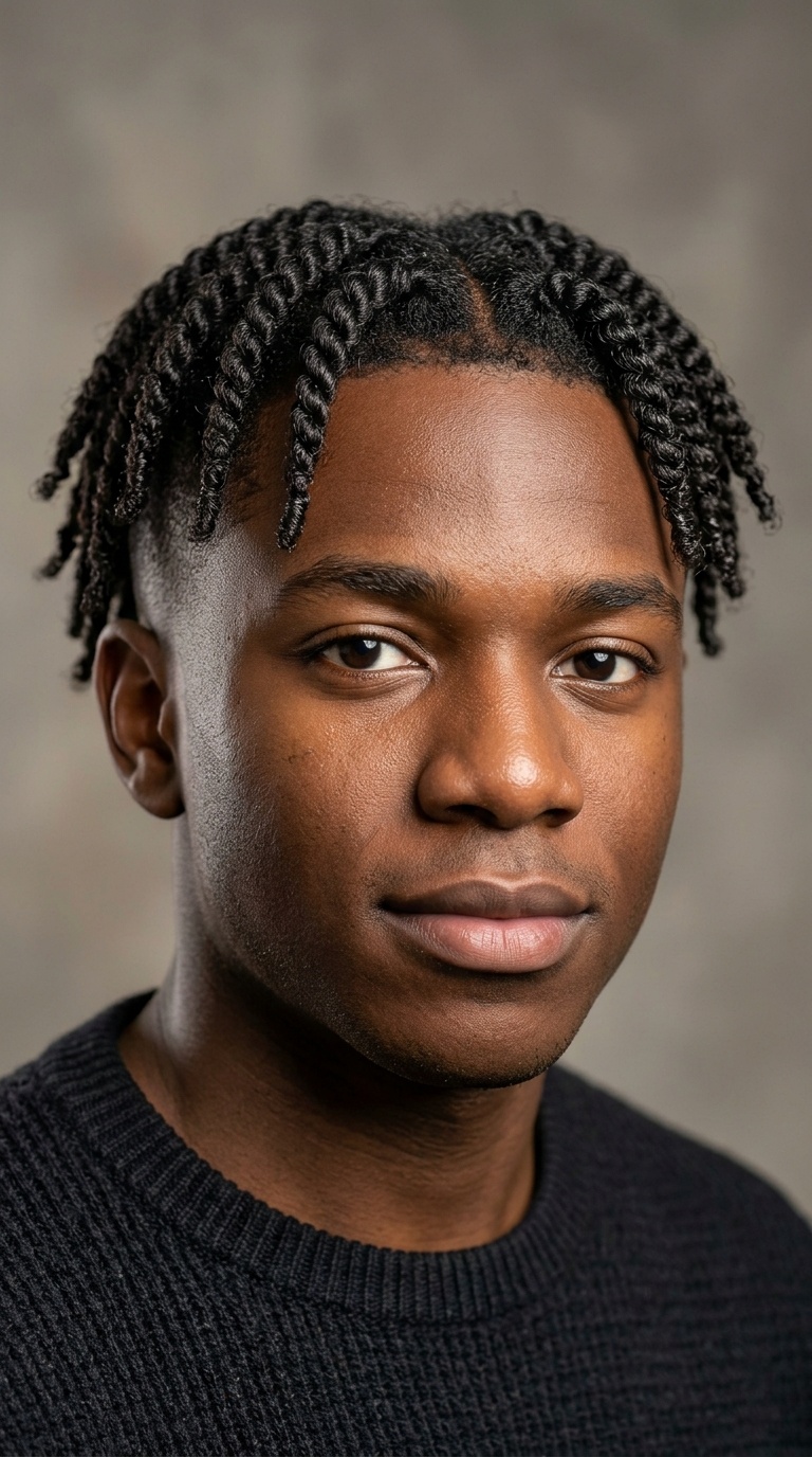 Mid Fade with Two-Strand Twists