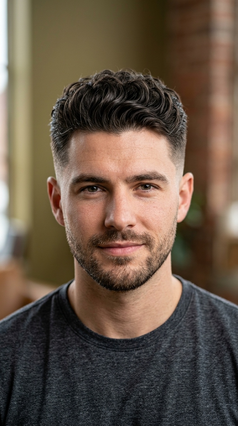 Mid Fade with Wavy Top