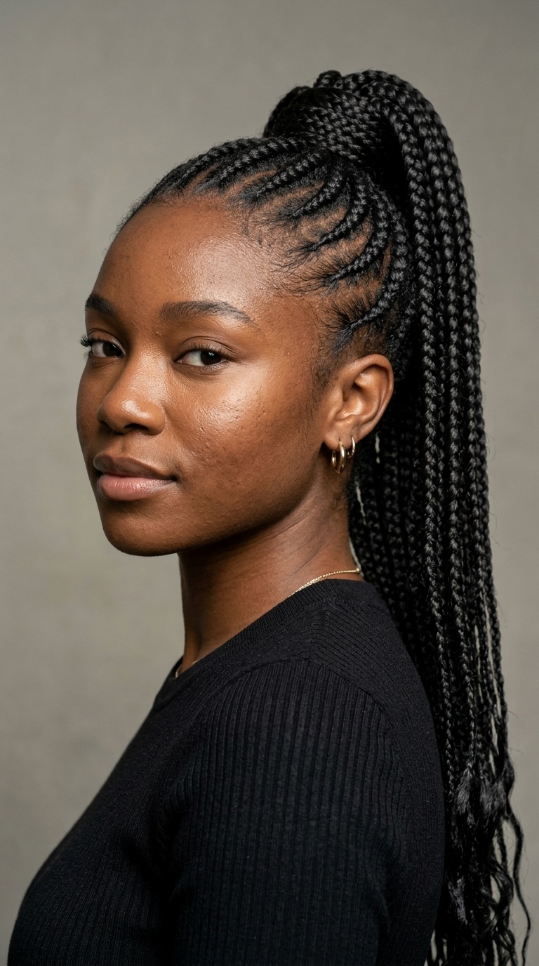 Mid-Height Braided Base Ponytail