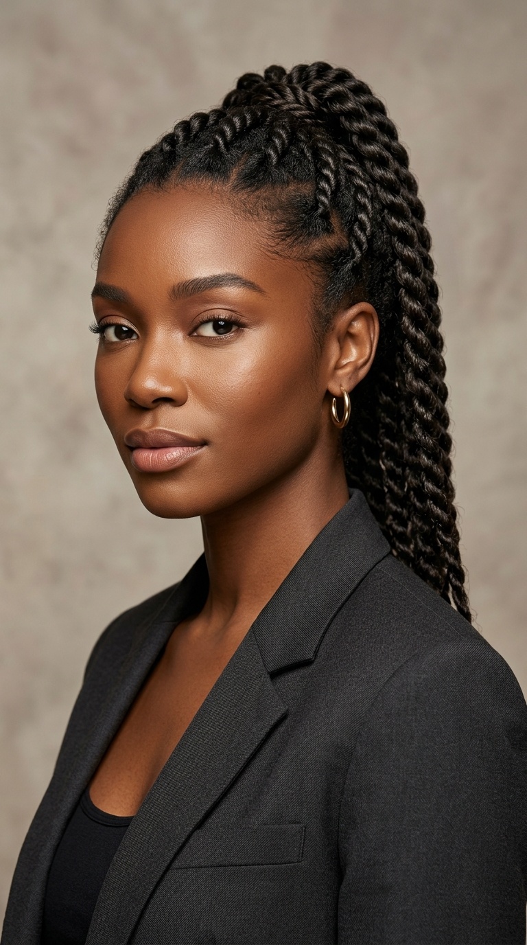 Mid-Height Twisted Rope Ponytail