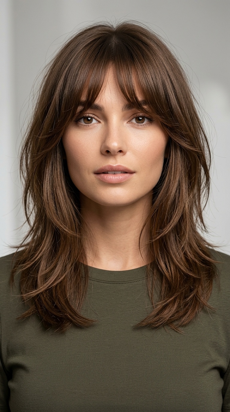 Mid-Length Layers with Bardot Bangs