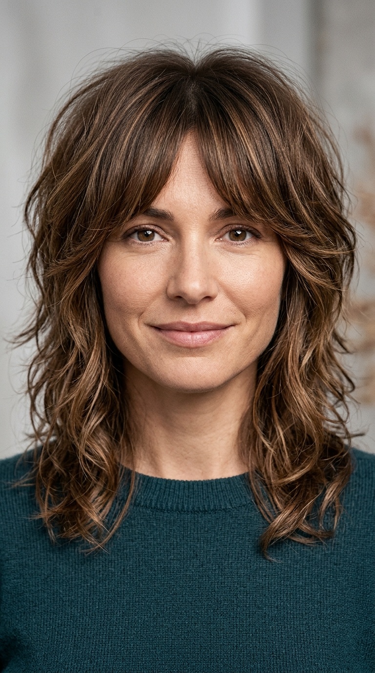 Mid-Length Shag with Curtain Fringe