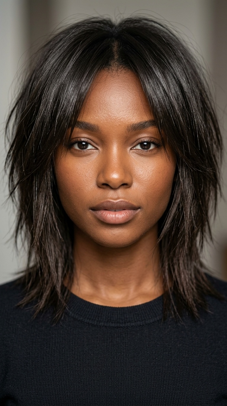 Mid-Length Shag with Straight Texture