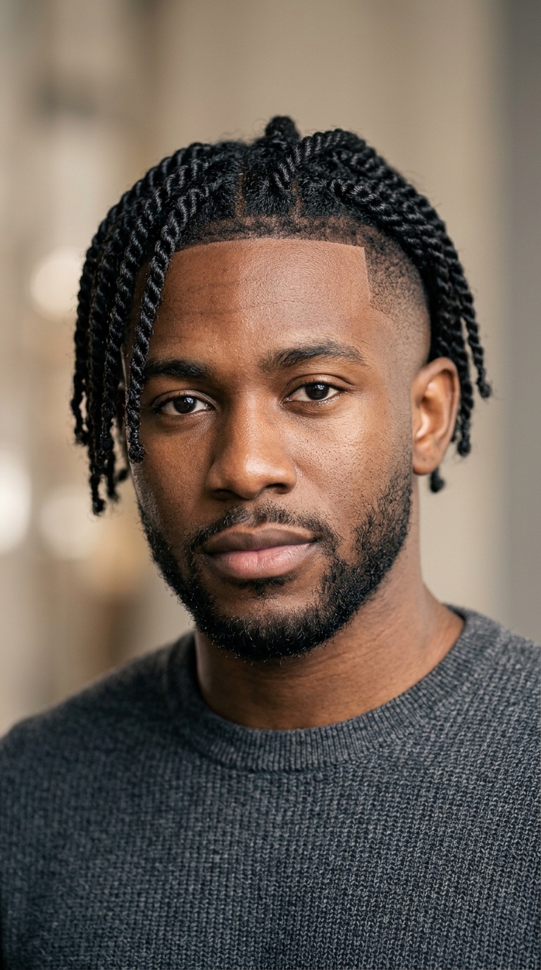 Mid-Length Twists with High Skin Fade