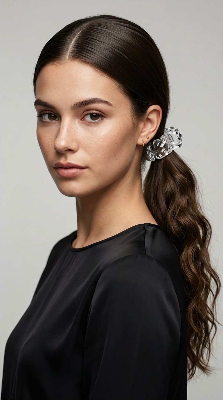 Middle Part Glass Ponytail