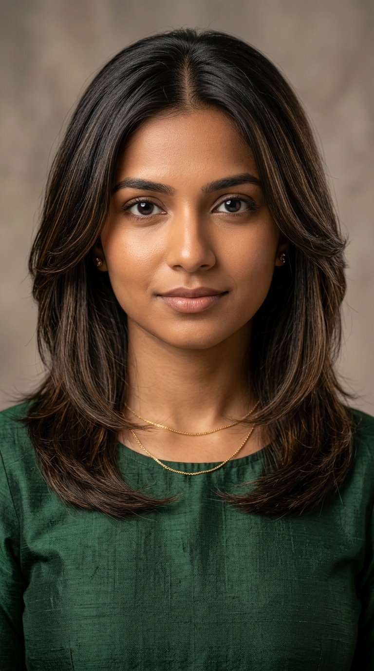 Middle Part with Soft Face-Framing Layers