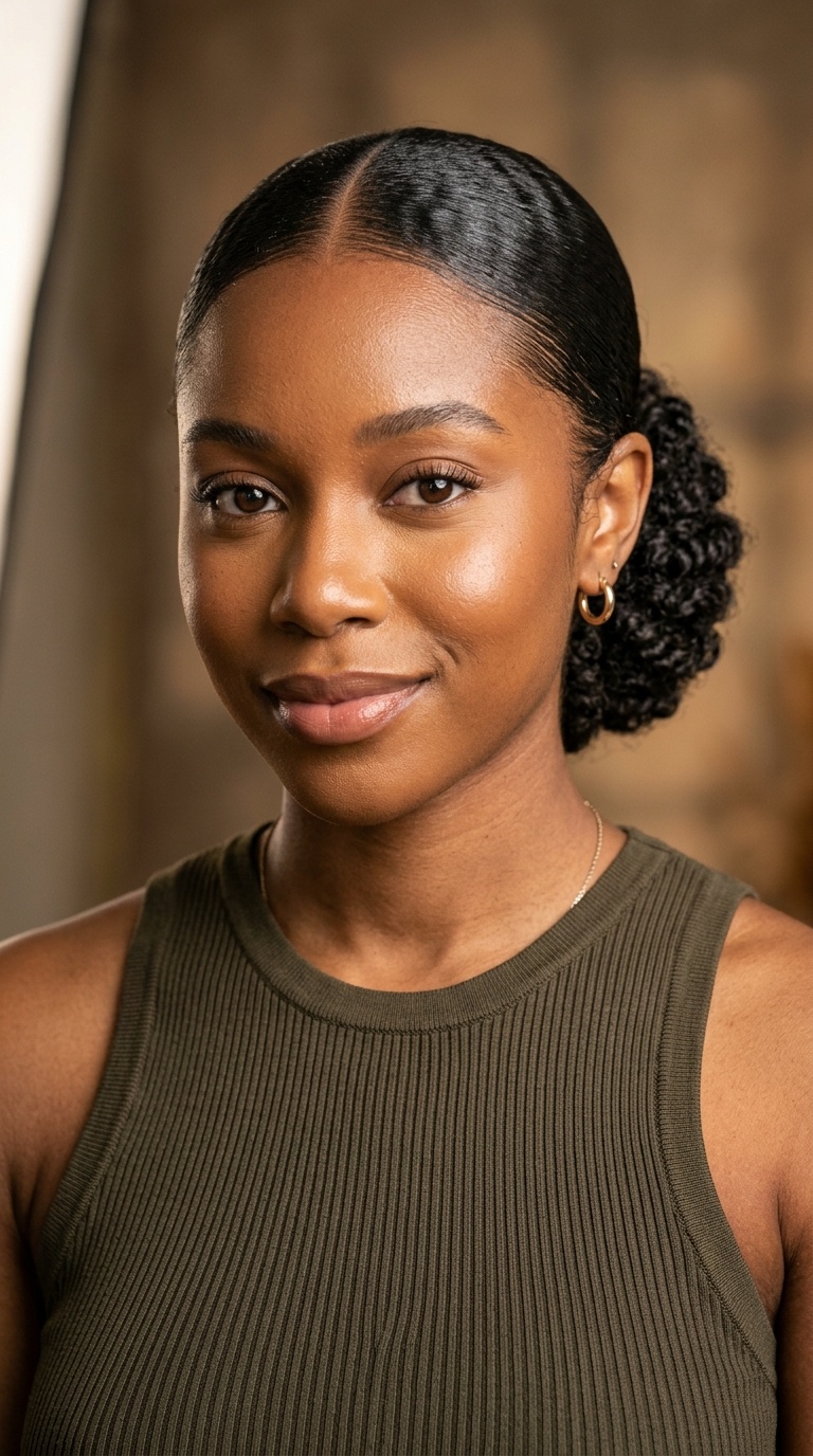 Middle-Parted Low Bun