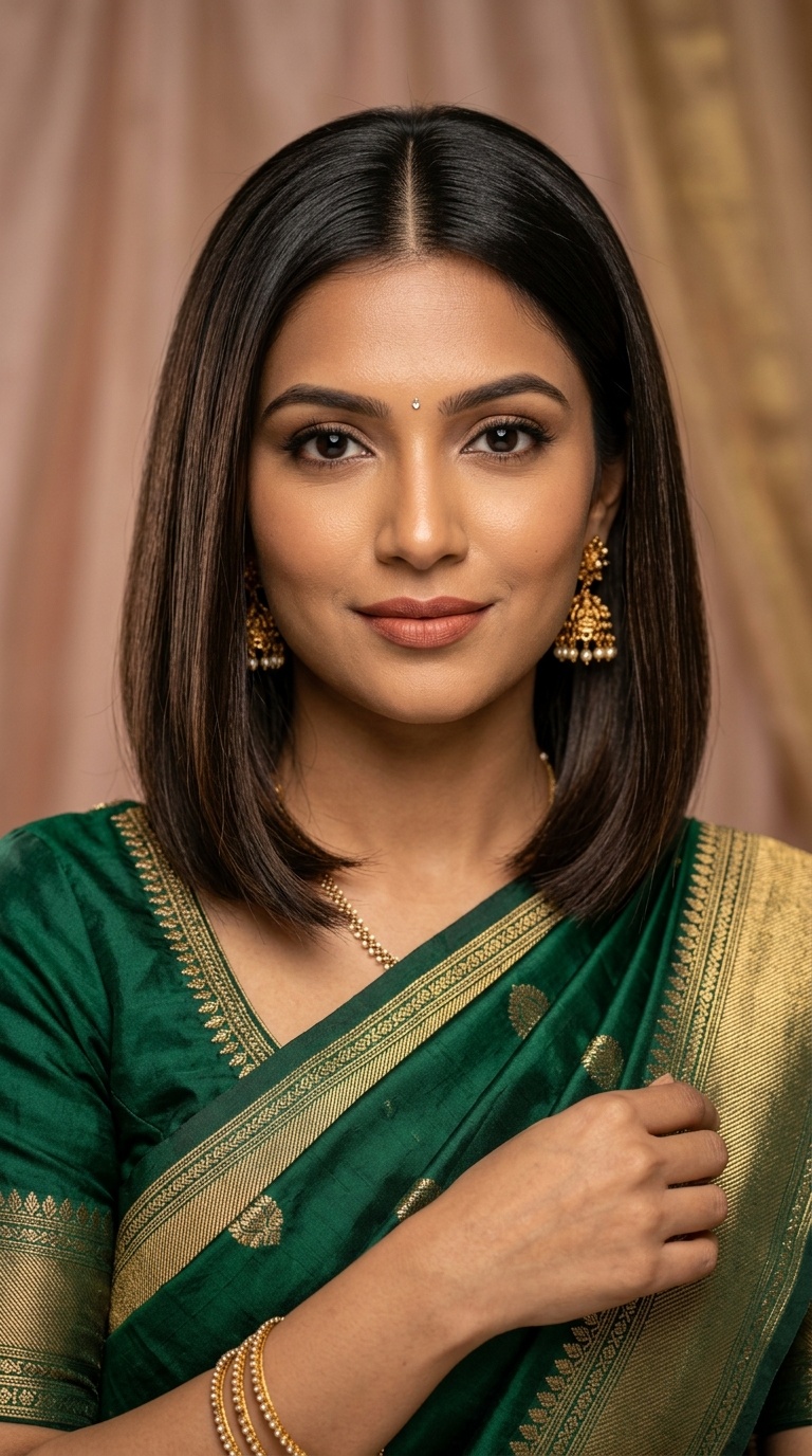 Middle-Parted Sleek Bob