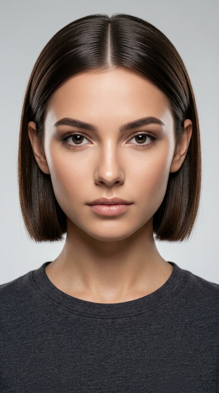 Middle-Parted Sleek Crop