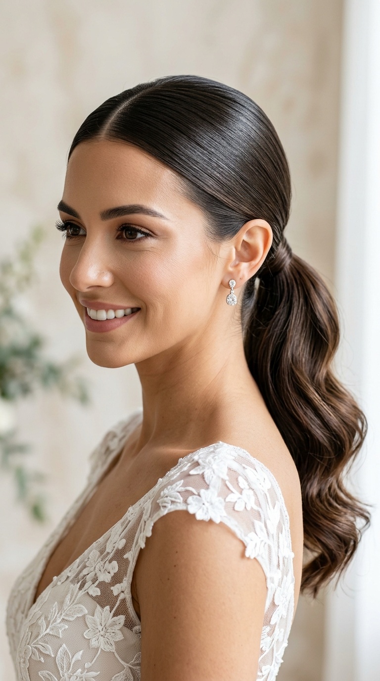 Middle-Parted Sleek Low Pony