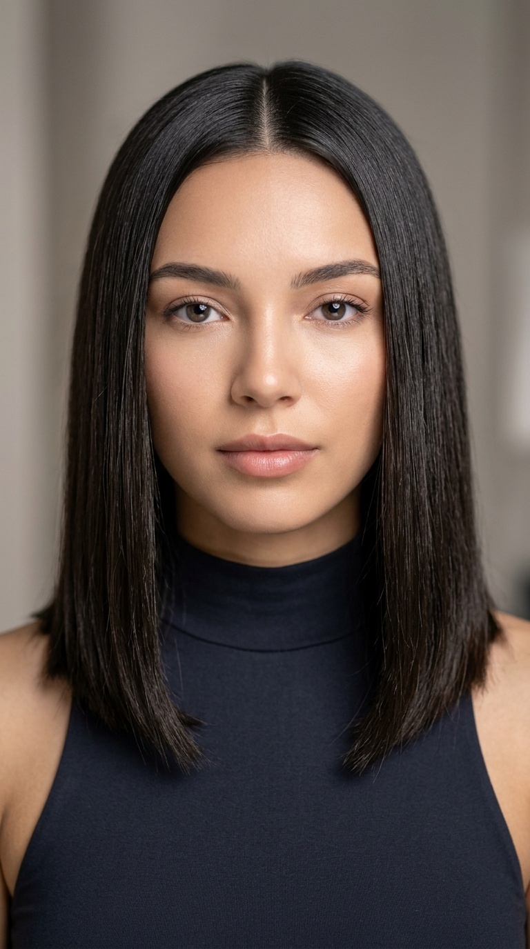 Middle-Parted Straight Hair