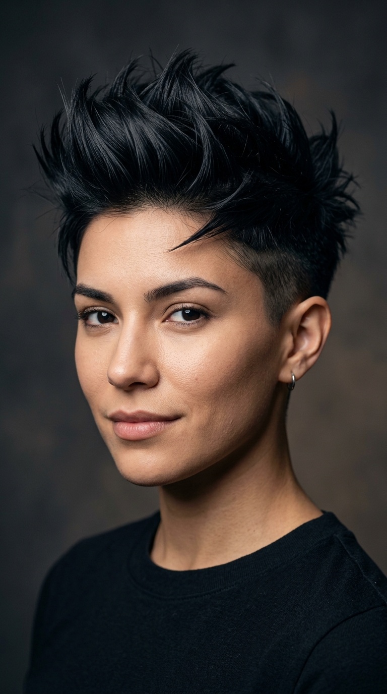 Midnight Black Spiked Crown with Undercut