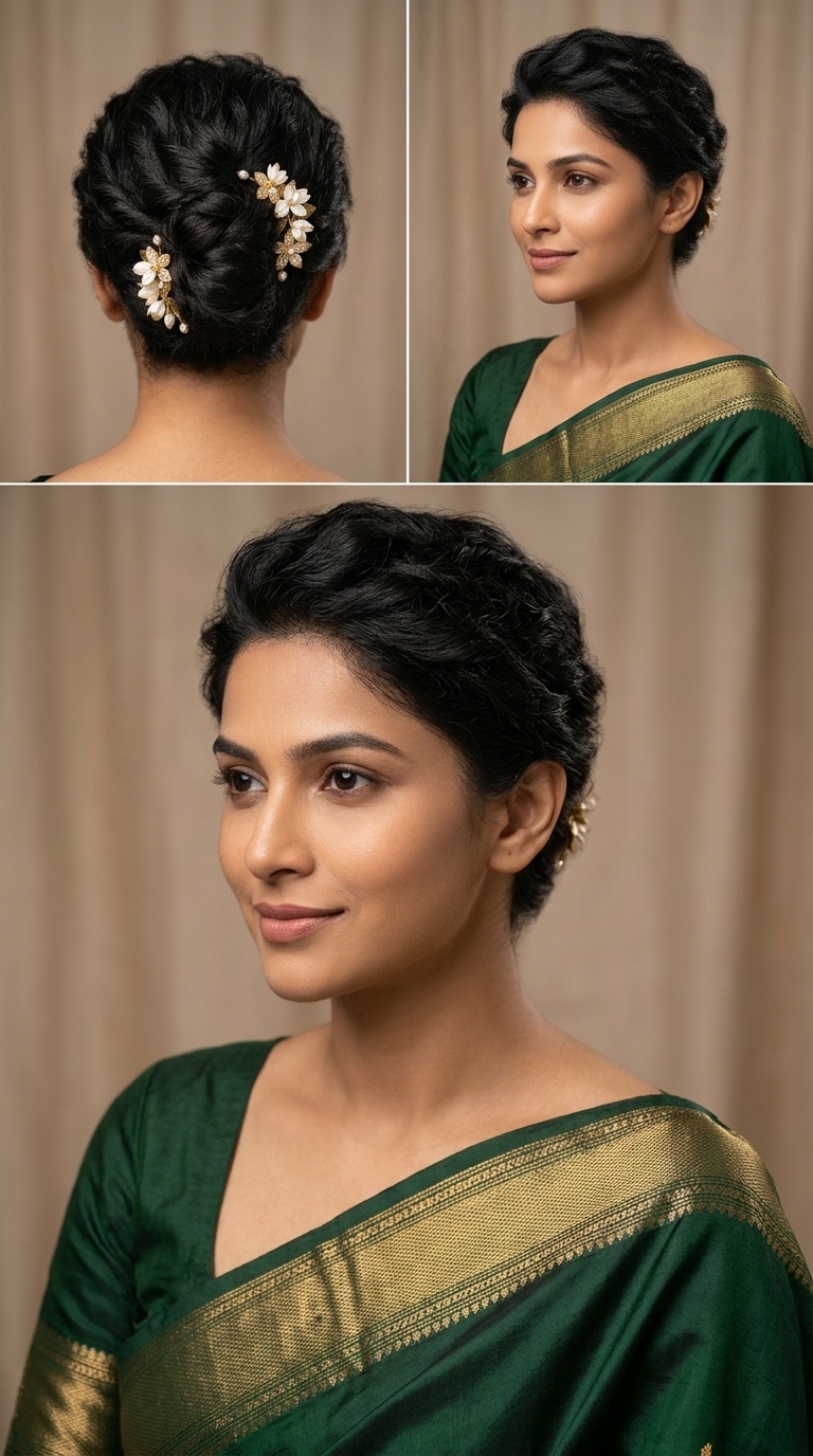 Mini French Twist with Floral Pins