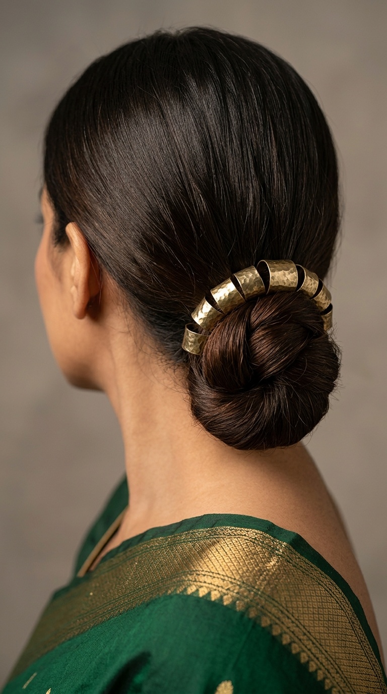 Minimalist Low Knot with Metallic Cuffs