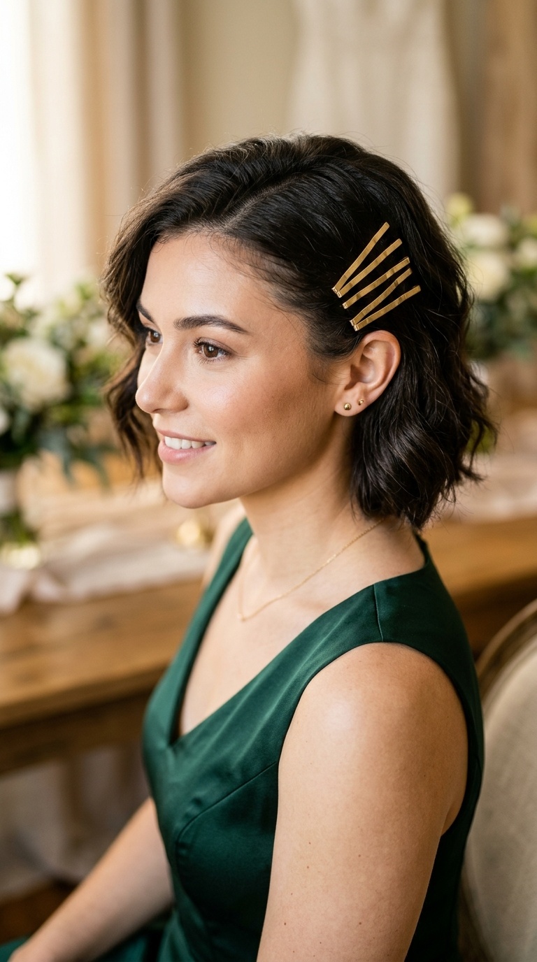 Minimalist Metallic Bobby Pin Stack