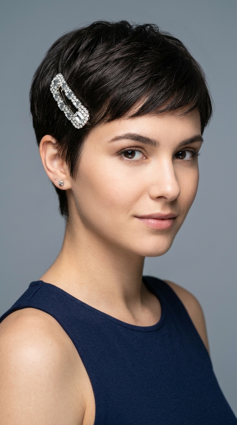 Minimalist Pixie with Single Statement Clip