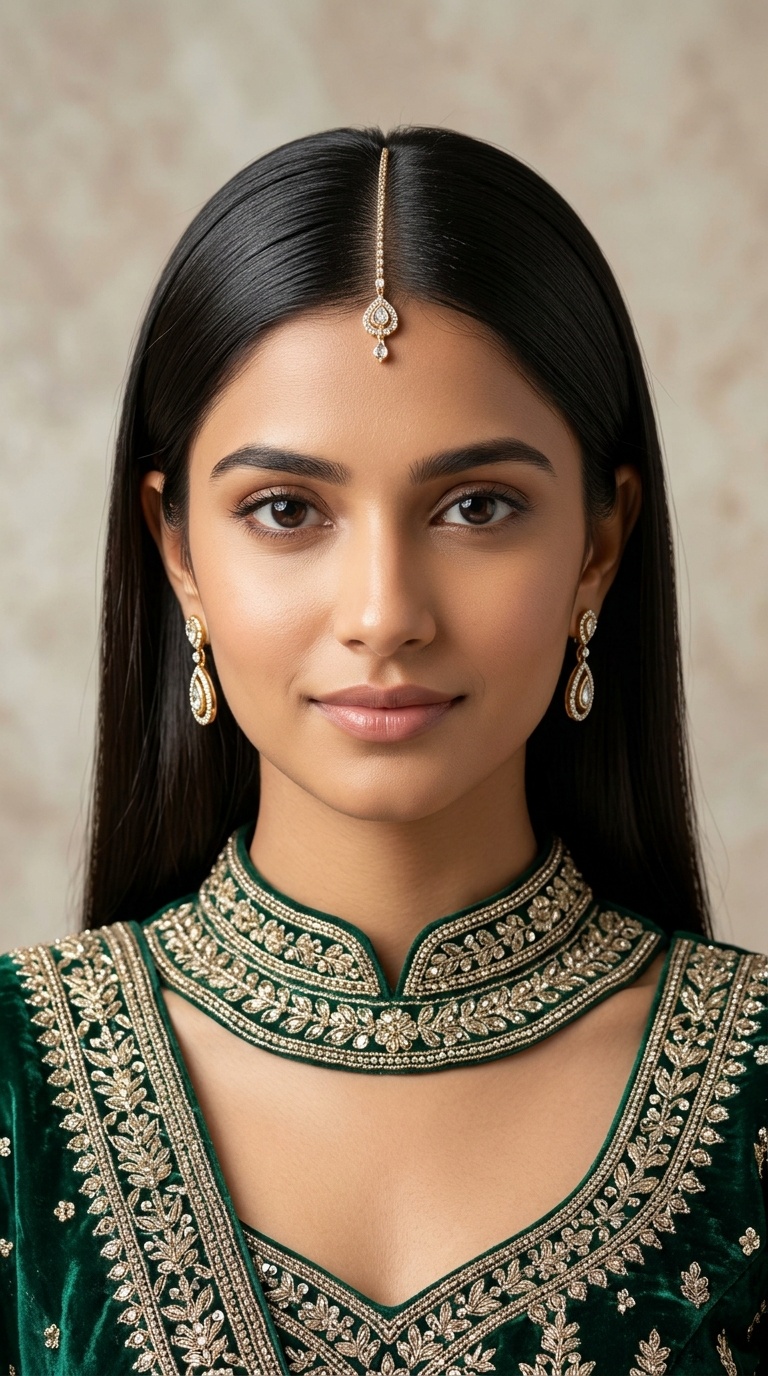 Minimalist Straight and Sleek Center Part