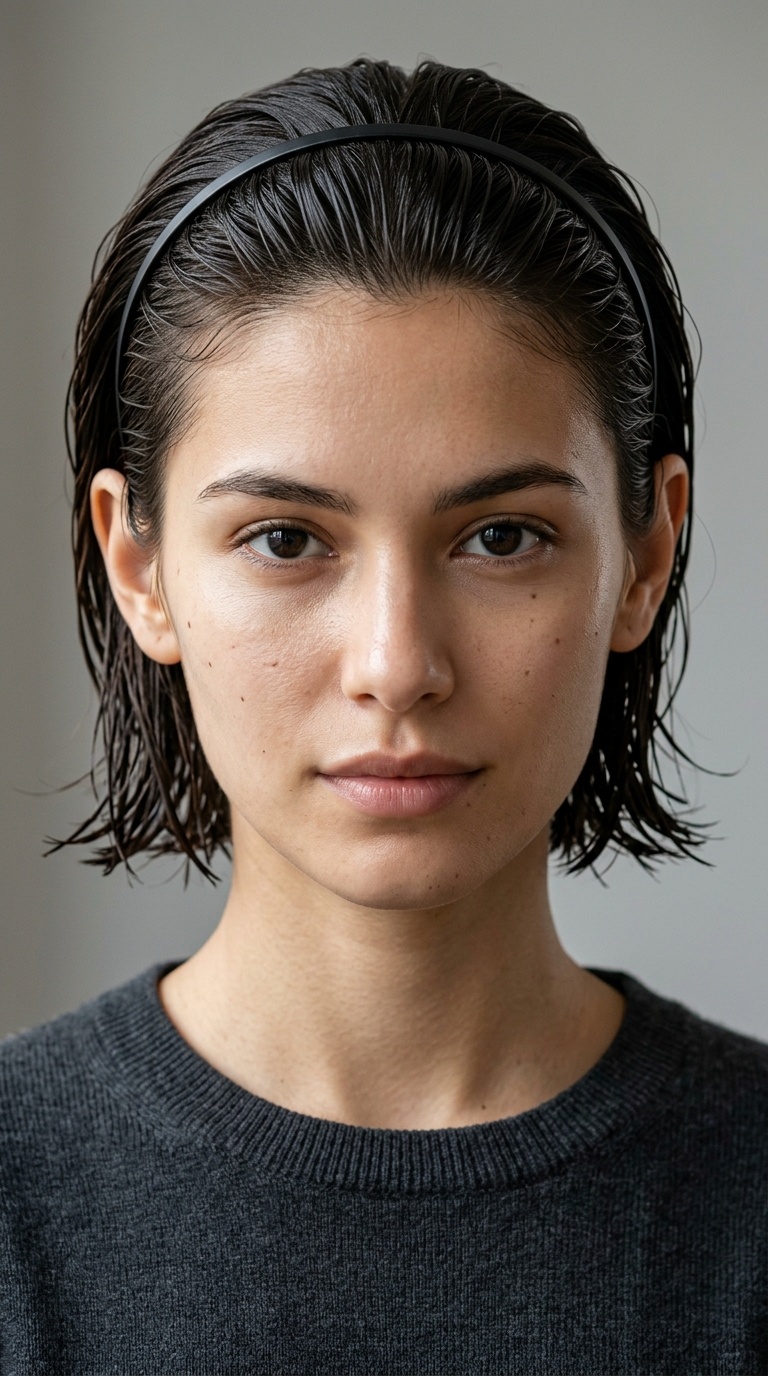 Minimalist Wet Headband Look