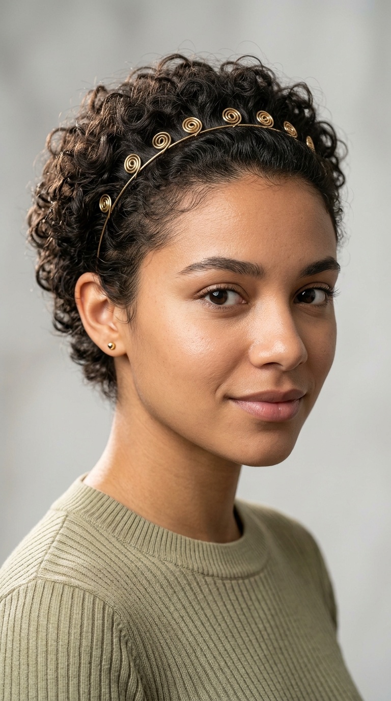 Minimalist Wire Headband with Defined Spirals