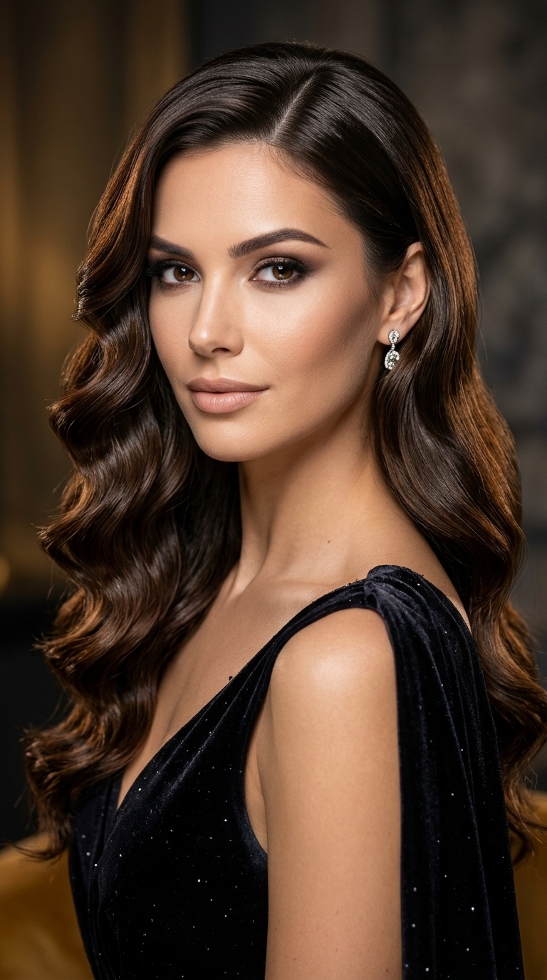 Mirror-Shine Brunette Waves