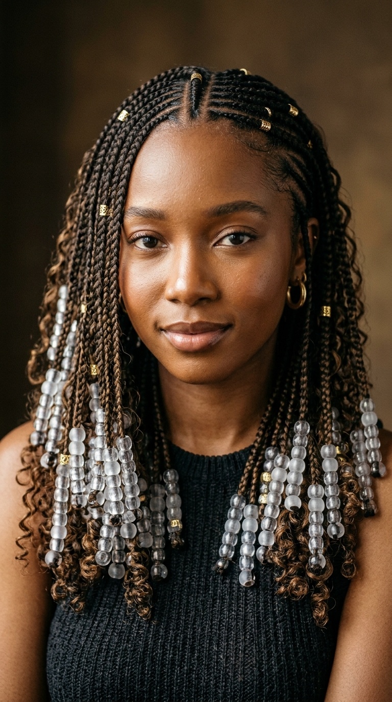 Mixed Texture Braids with Frosted Beads