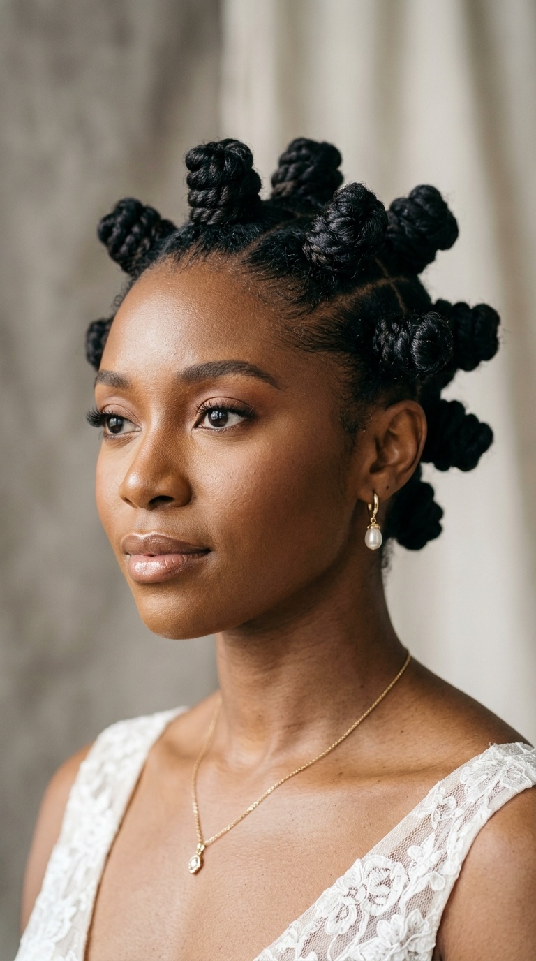Modern Bantu Knot Updo
