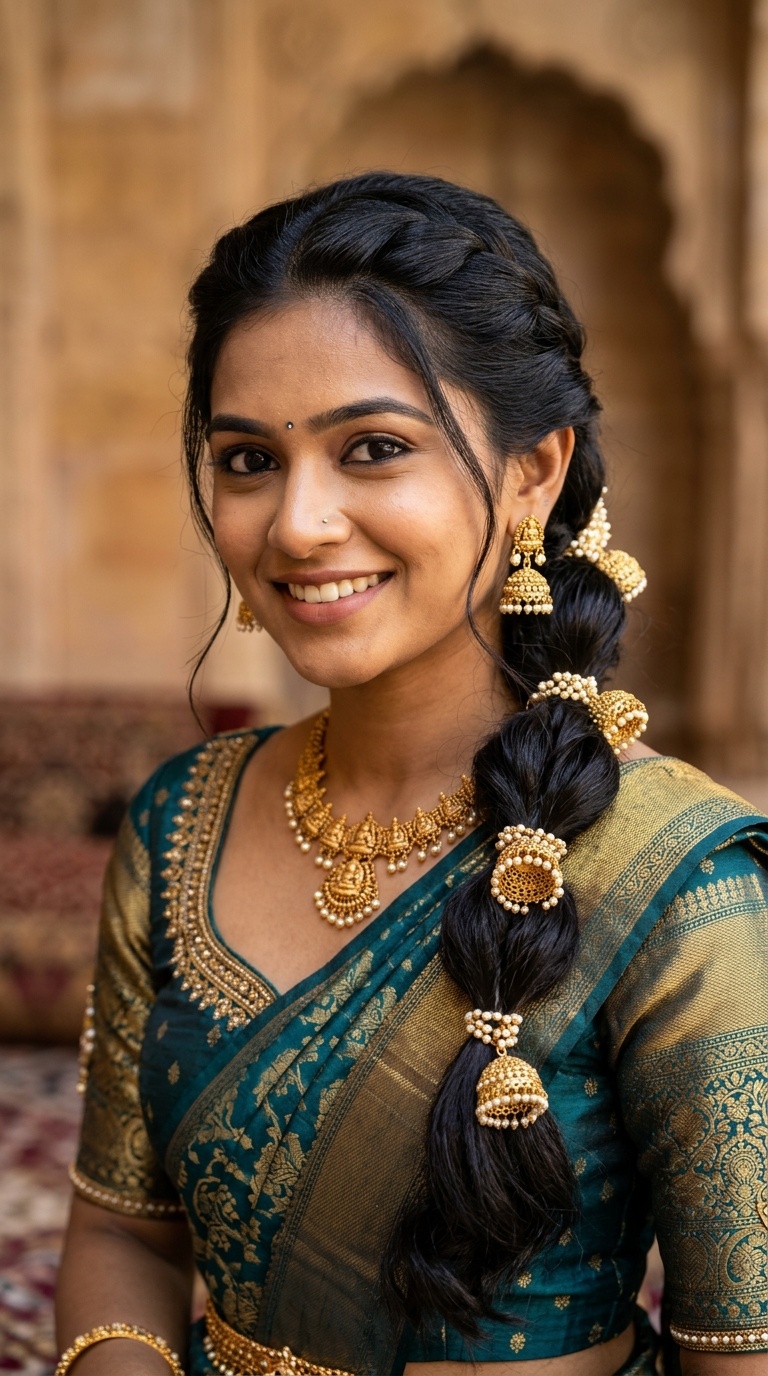 Modern Bubble Braid with Jhumka Charms