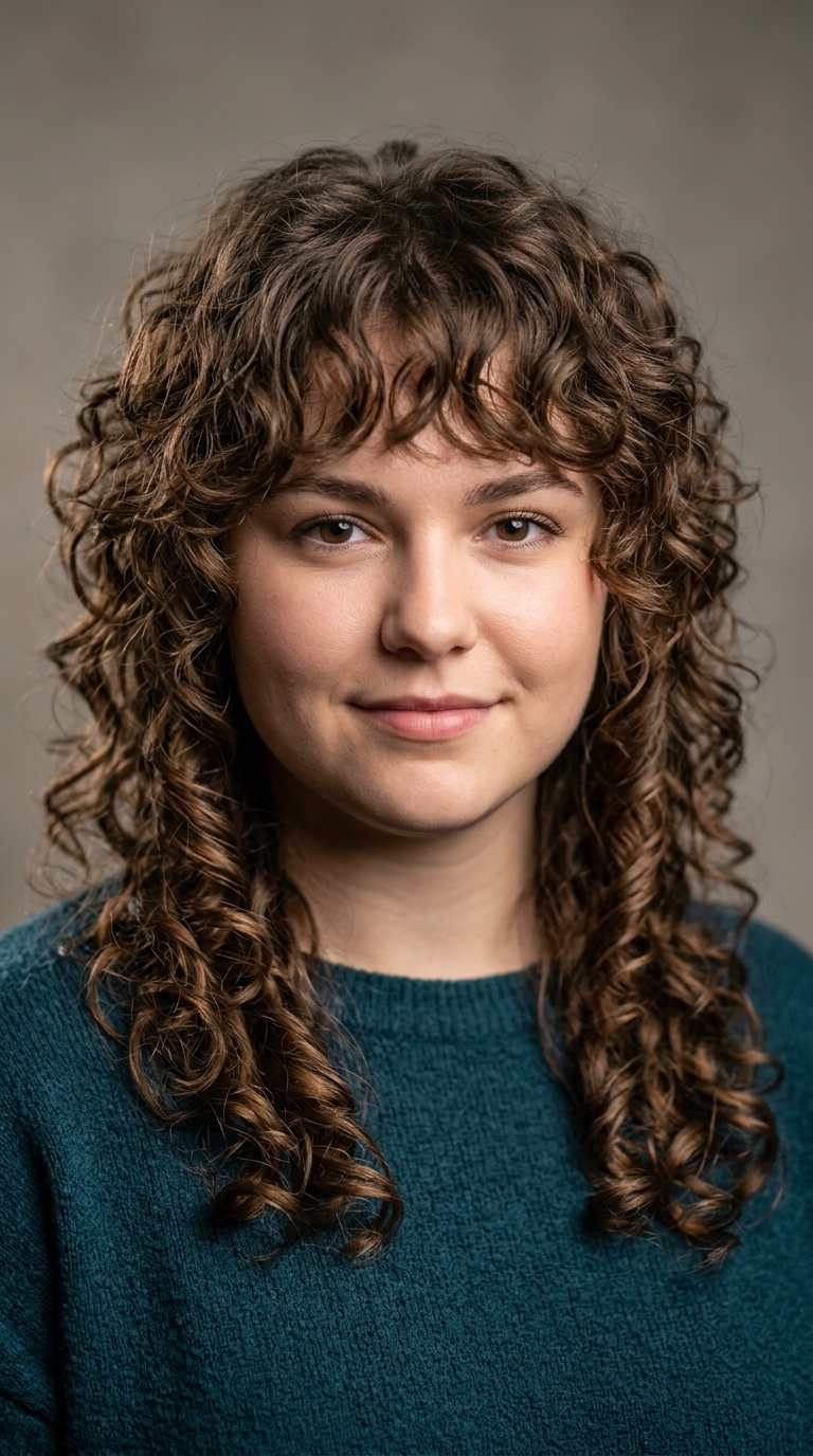 Modern Layered Curly Mullet