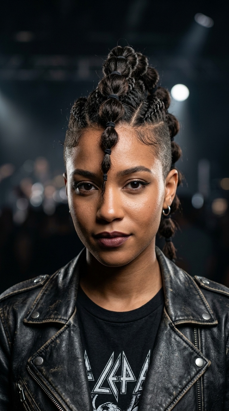 Mohawk Bubble Braids