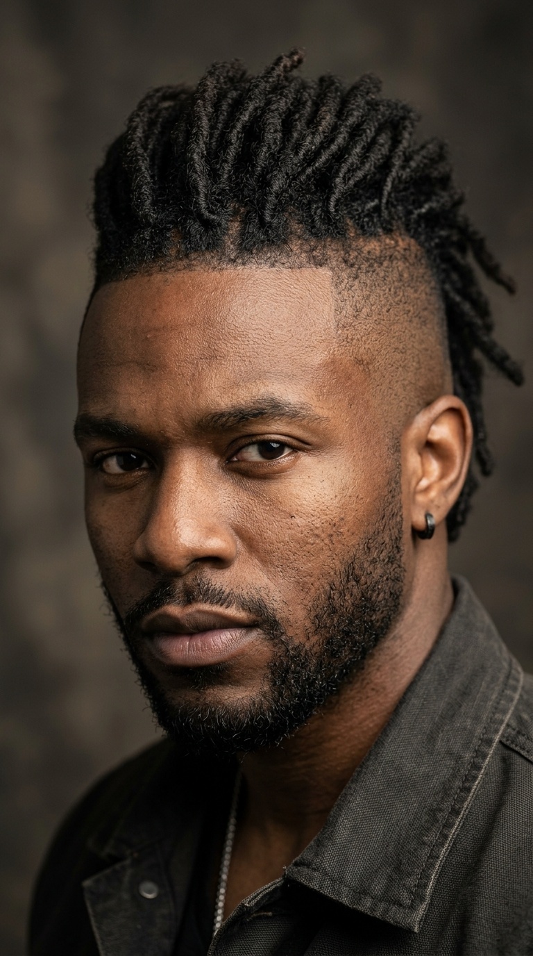 Mohawk Locs with Shaved Sides