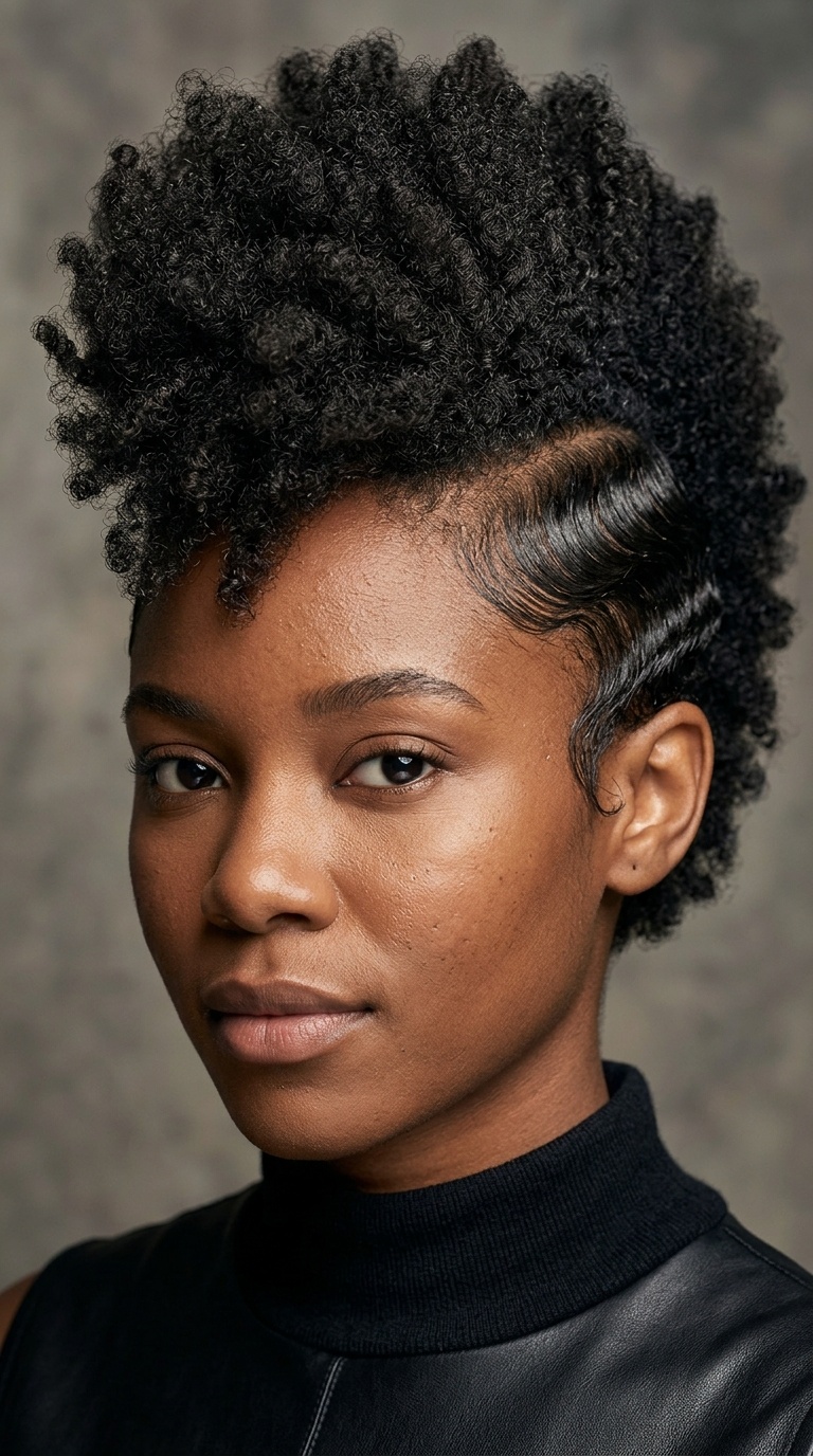 Mohawk with Finger Waves on Sides