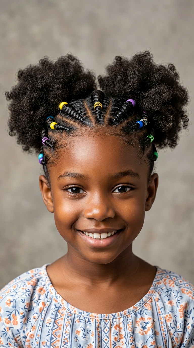 Mohawked Braids with Afro Puffs