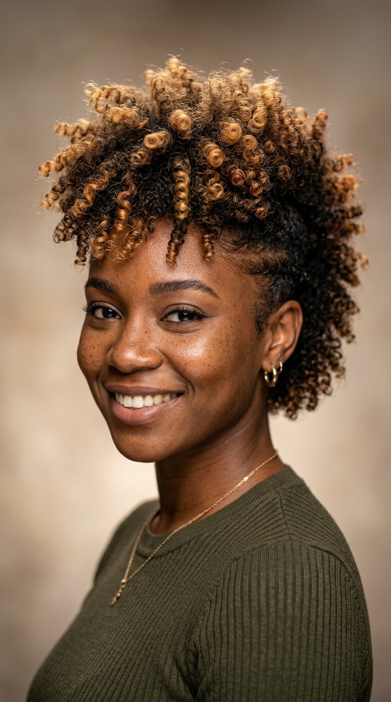 Mohican-Inspired Tapered Curls with Color Tips