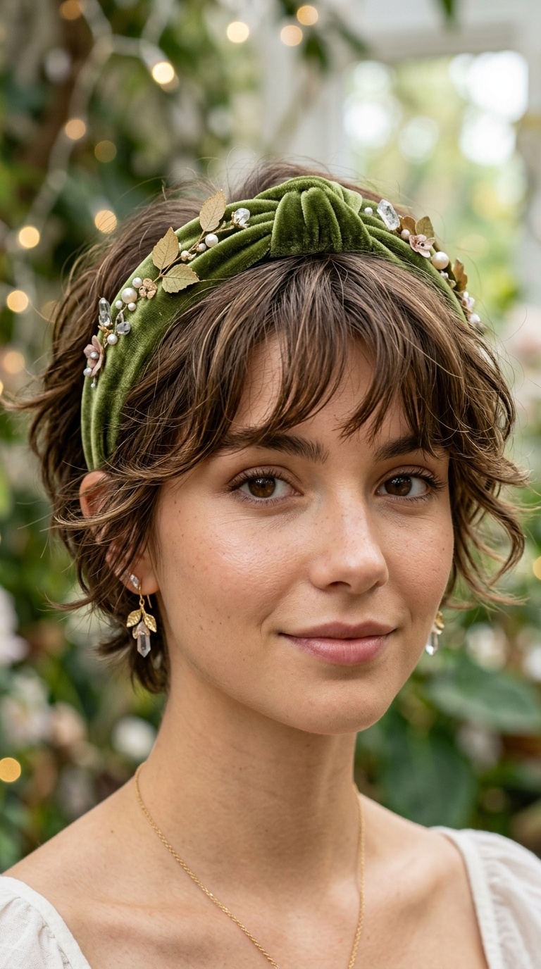 Mossy Green Velvet Headband