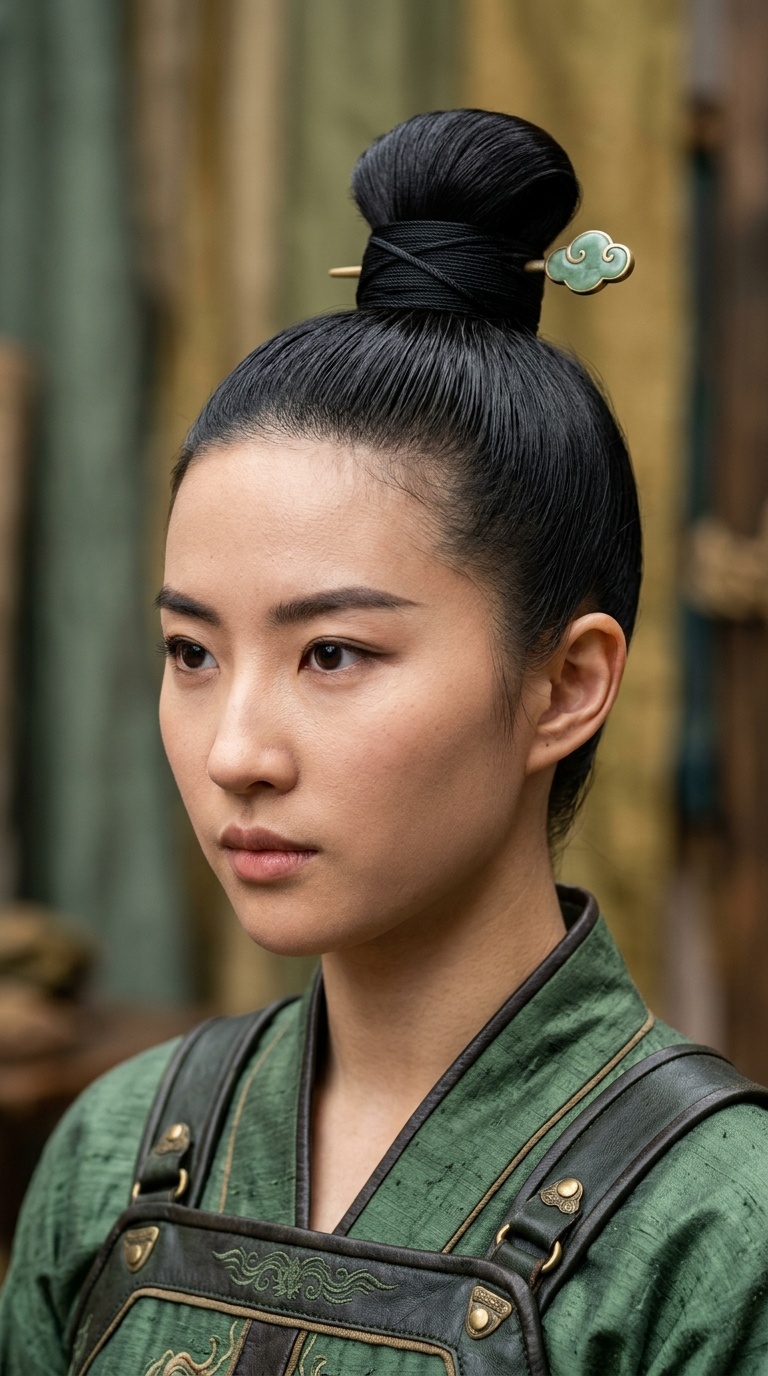 Mulan’s Sleek Warrior Top Knot