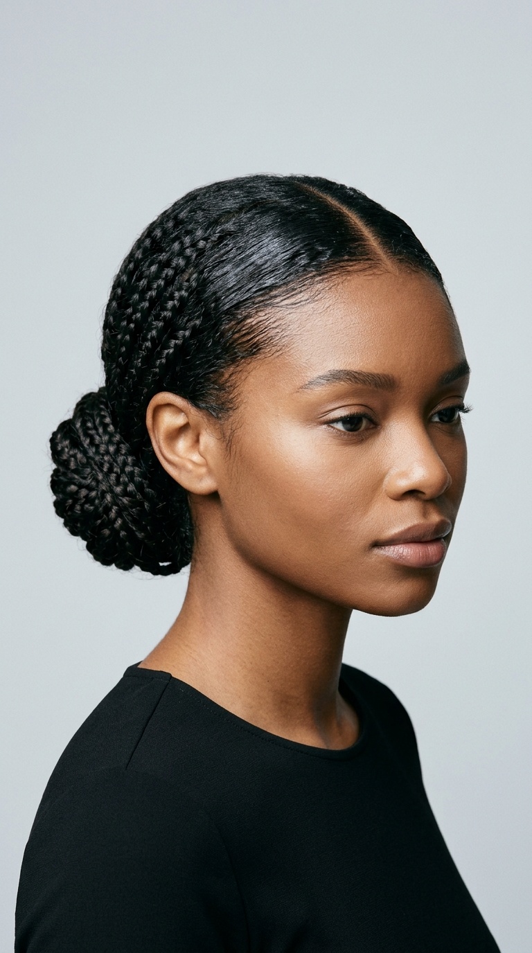 Multi-Braid Low Bun with Precision Parting