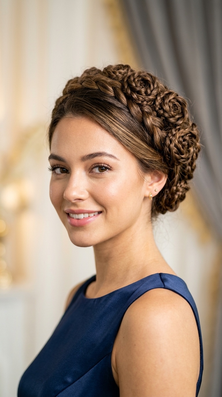 Multi-Braid Rose Shaped Chignon