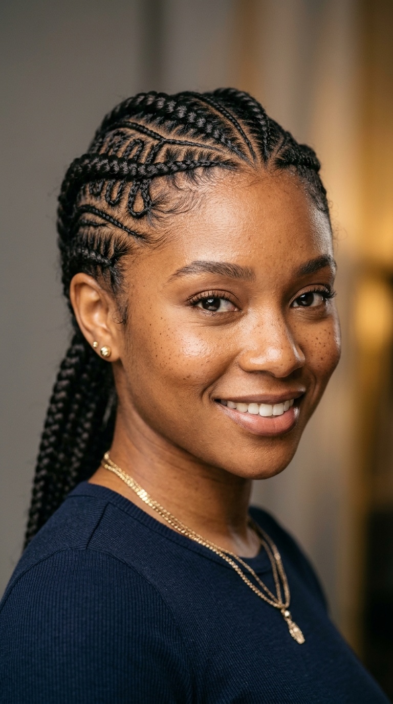 Multi-Directional Mixed Cornrows