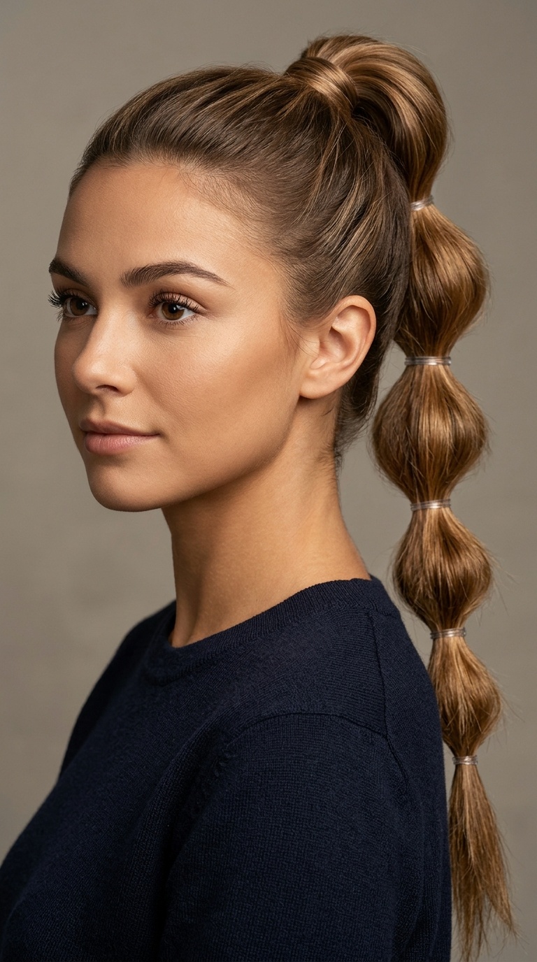 Multi-Sectioned Bubble Ponytail