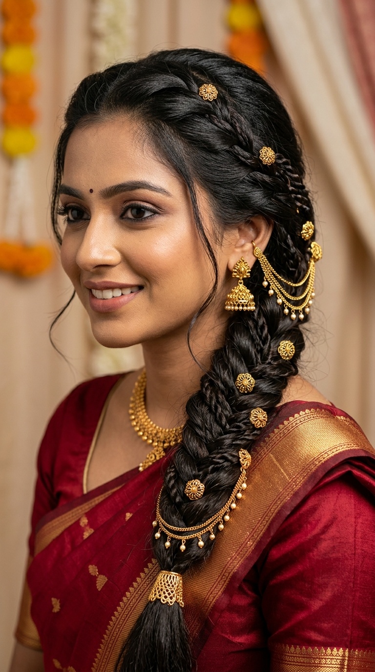Multi-Strand Braid with Gold Accessories