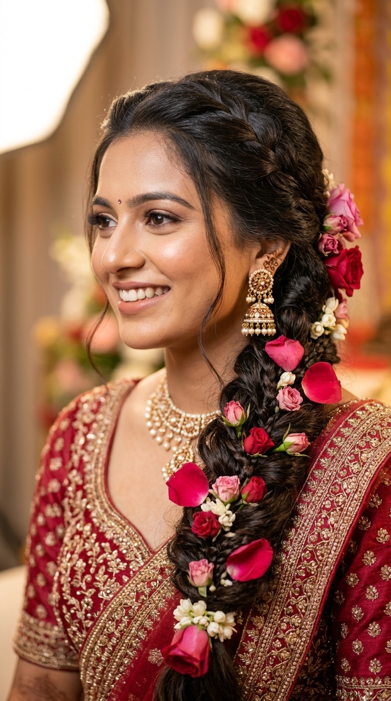 Multi-Strand Braid with Rose Petals