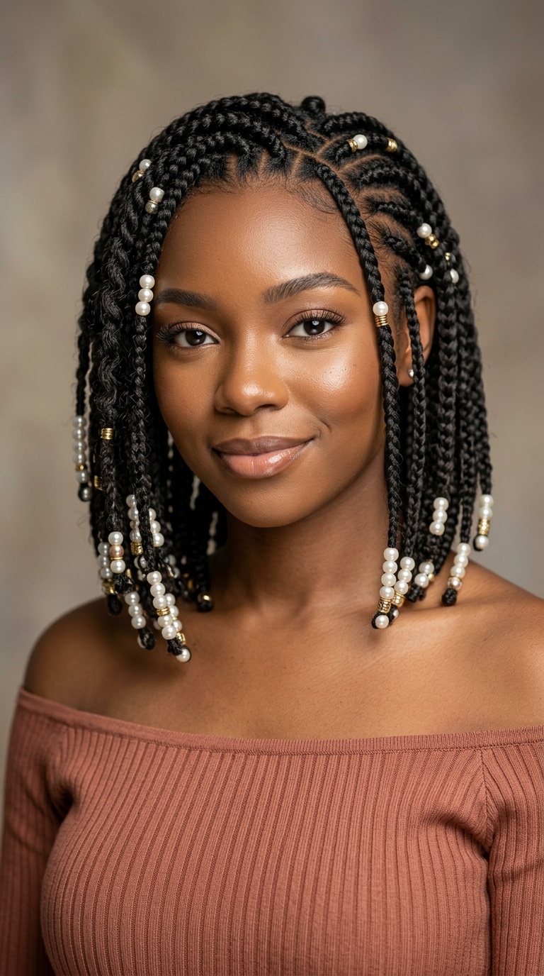 Multi-Textured Braids with Pearl Beads
