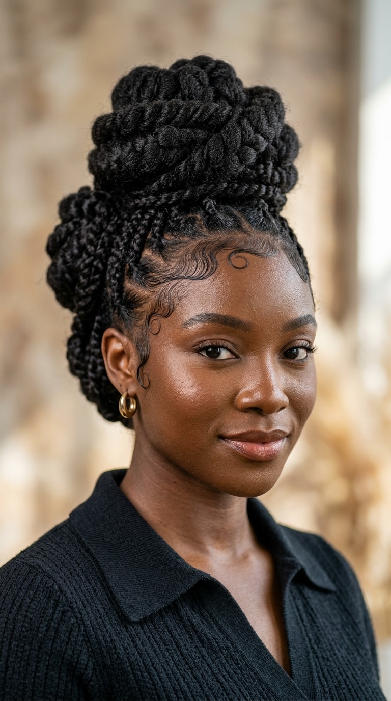 Multi-Tiered Bun with Sculpted Baby Hair