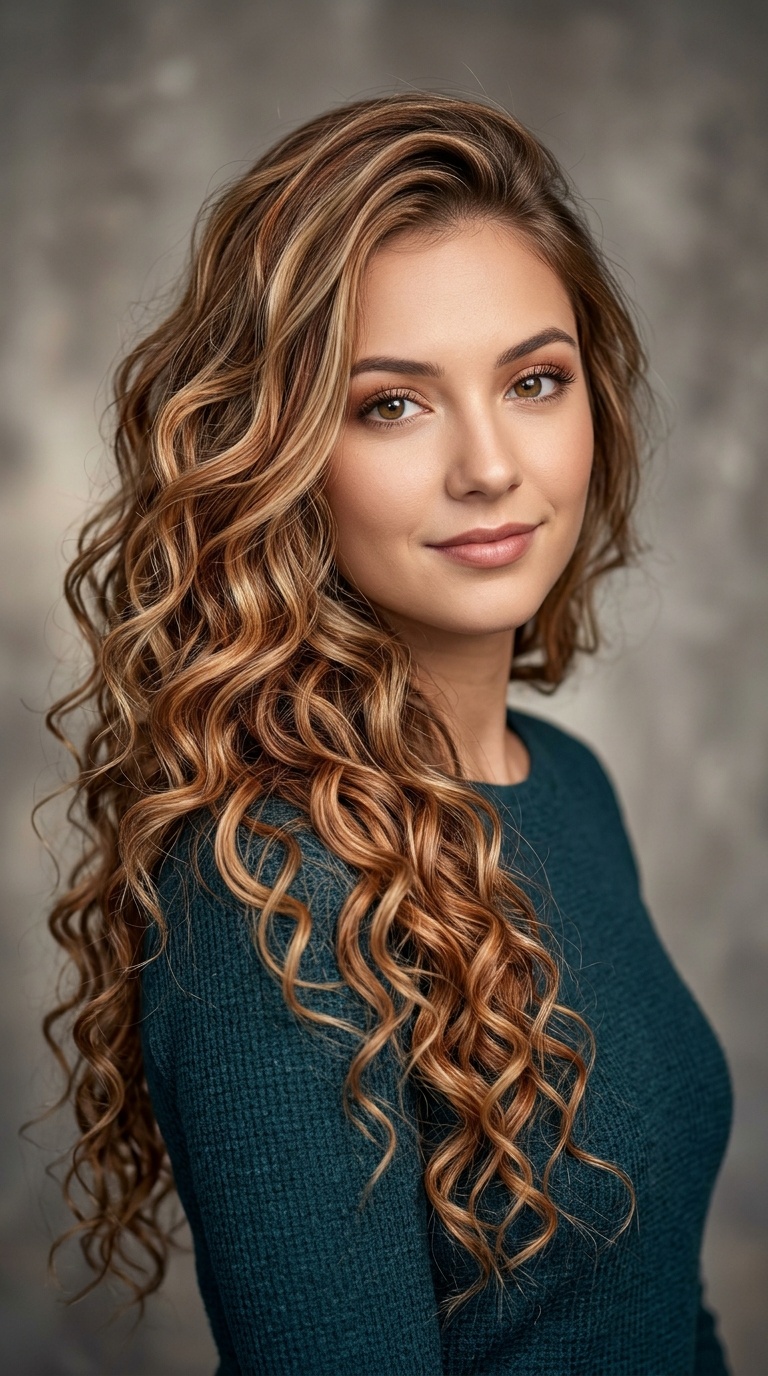 Multi-Toned Balayage Mermaid Curls