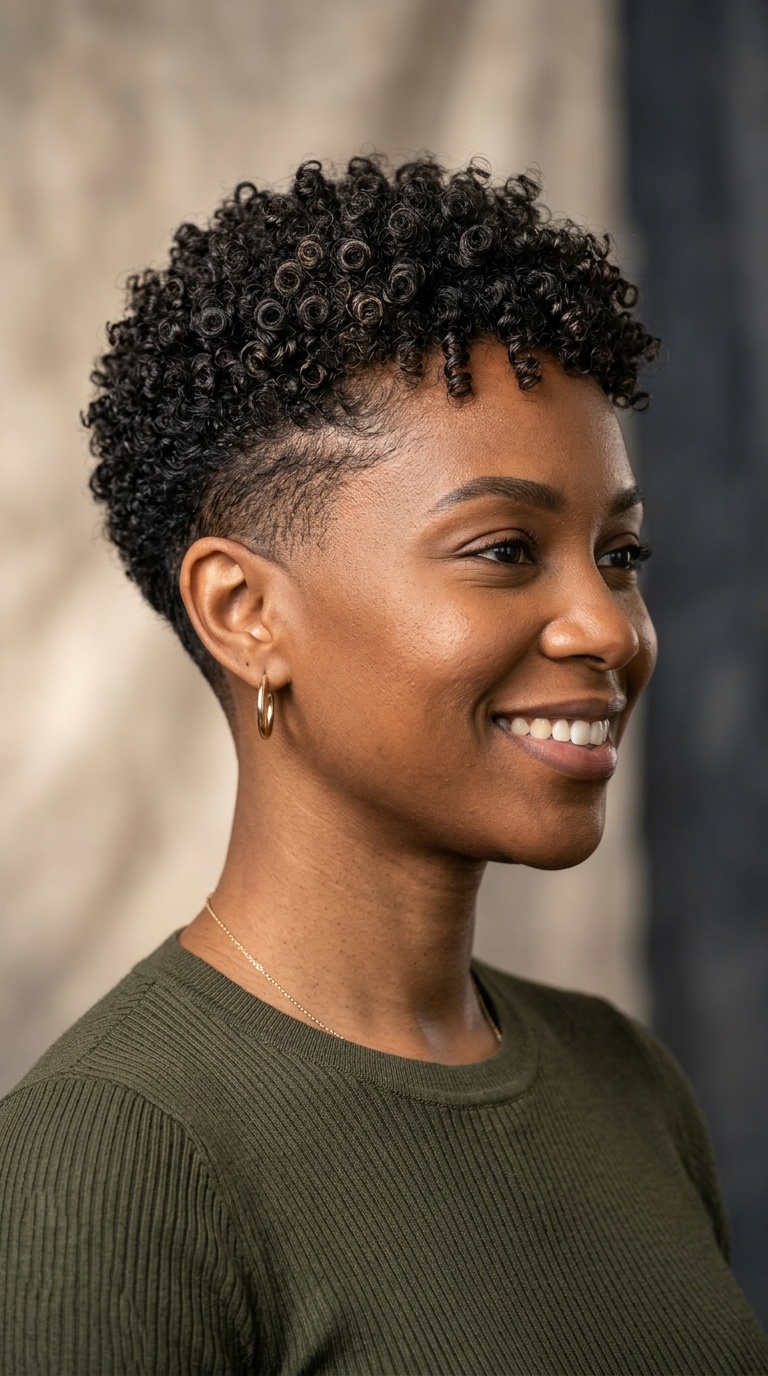 Nape Taper with Curly Top