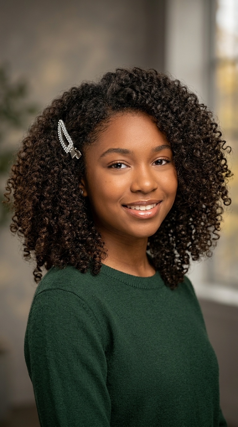 Natural Curls with a Side Clip