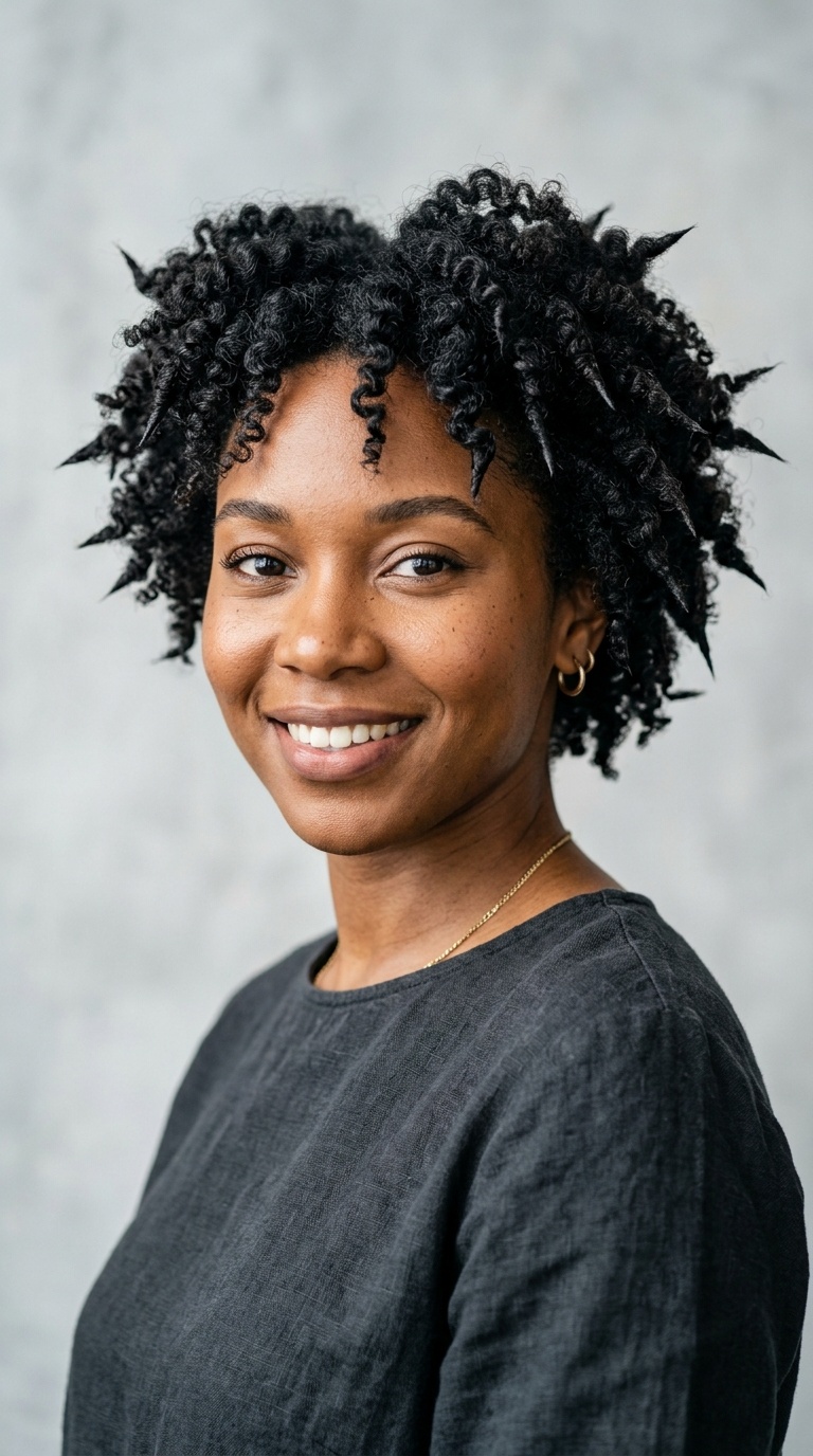 Natural Curls with Spiky Ends