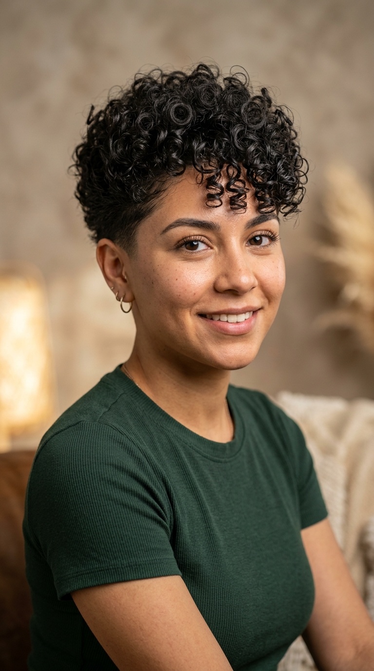 Natural Curls with Tapered Sides